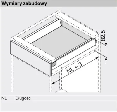 Szuflada TANDEMBOX ANTARO z hamulcem / wys. N=68 mm / dł. 45 cm / 30 kg / biały