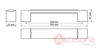 Uchwyt UU30 nikiel szczotkowany rozstaw 160mm(W)