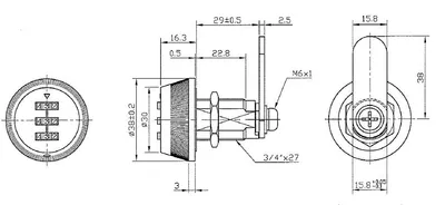 Zamek szyfrowy Siso DOME / fi 19 mm