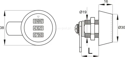 Zamek szyfrowy Siso DOME / fi 19 mm