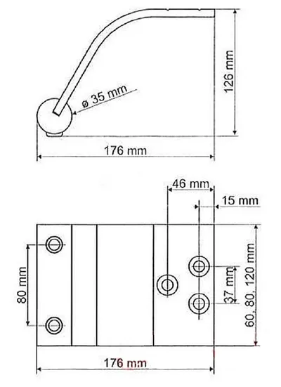 (W)Nóżka NA 105 Bez Regulacji wys. 12,6cm szer 8cm ALUMINIUM