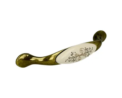 Uchwyt UP19 Mosiądz antyczny, Porcelana MLK-10 Rozstaw 96mm(W)