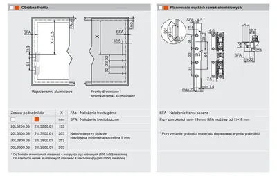 Aventos HL Siłowniki 20L2500+Białe Zaślepki  Front Nad Korpusem