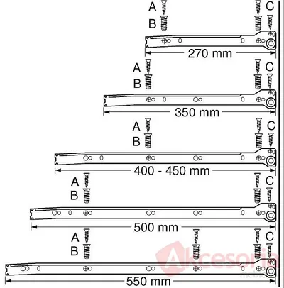 Szuflada METABOX 320H z hamulcem / wys. H=150 mm / dł. 45 cm / 25 kg / wysuw 75% / kremowy