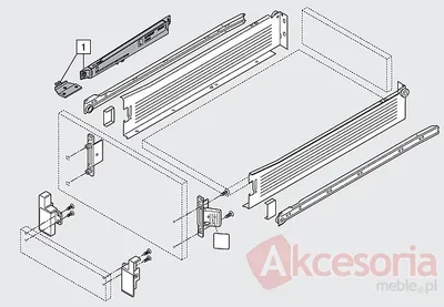 Szuflada METABOX 320K z hamulcem / wys. K=118 mm / dł. 35 cm / 25 kg / wysuw 75% / kremowy