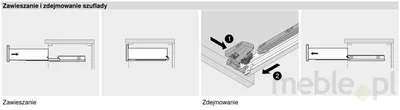 Prowadnica MOVENTO z Hamulcem 760H dł.25cm Wysuw 100% 40kg Blum