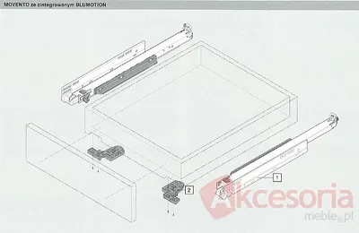 Prowadnica MOVENTO z Hamulcem 760H dł.60cm Wysuw 100% 40kg Blum