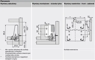 Szuflada wewnętrzna TANDEMBOX ANTARO z hamulcem / wys. M=83 mm / dł. 45 cm / 30 kg / biały