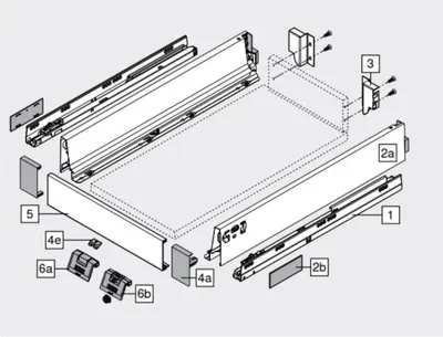Szuflada wewnętrzna TANDEMBOX ANTARO z hamulcem / wys. M=83 mm / dł. 45 cm / 30 kg / biały