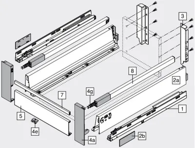 Szuflada wewnętrzna TANDEMBOX ANTARO z hamulcem / wys. D=M+Reling / dł. 50 cm / 30 kg / biały