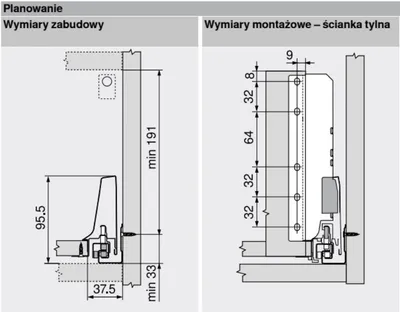 Szuflada wewnętrzna TANDEMBOX ANTARO z hamulcem / wys. D=M+Reling / dł. 50 cm / 30 kg / biały