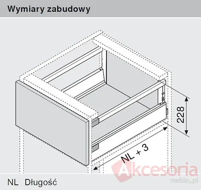 Tandembox ANTARO Wys.D=M+Z37A Głęb.50cm/Szer.40cm SZARA Hamulec