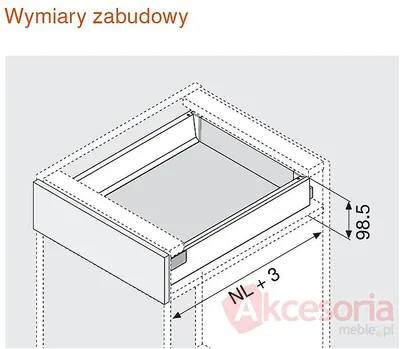 Szuflada INTIVO Wys.M=83mm dł.55cm 50kg INOX TIP-ON Blum