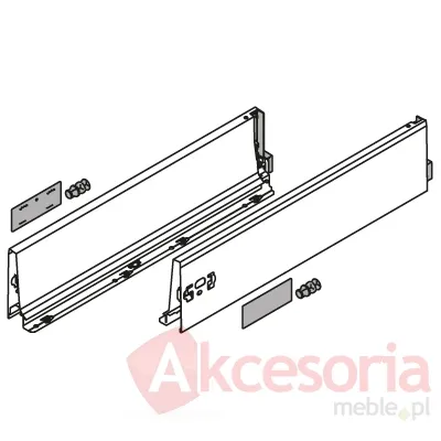 Tandembox ANTARO- BOKI 358K H=115mm SZARE Dł.30cm Blum