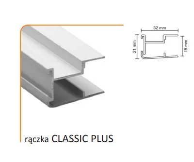 Rączka CLASSIC PLUS 18/M do drzwi przesuwnych - srebrny / dł. 270 cm