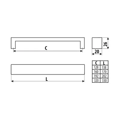 Uchwyt aluminiowy UA59 - biały połysk / rozstaw 160 mm