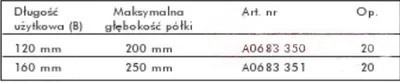 Metalowe ramię niewidoczne do półek Wurth A0683350 / dł. 120 mm