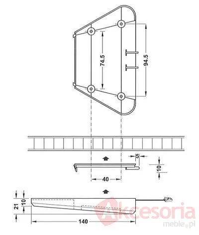 Zestaw 3 Opraw Podszafkowych LED 24V 3003 Biały Ciepły