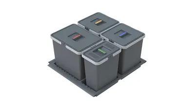 Sortownik na śmieci poczwórny METROPOLIS 60 cm PTC28060502F / 6 l + 2x10 l + 15 l