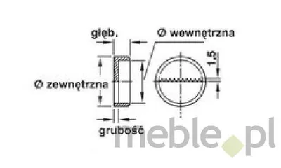 Rys. techniczny Zawieszka tworzywo sztuczne biała 30x11,5 mm OP.=100szt.