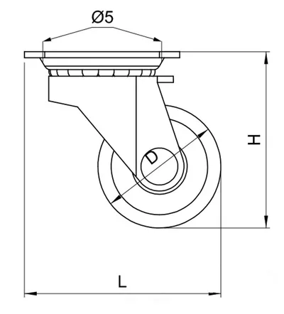 Kółko obrotowe łożyskowane KDS-202 - szary / fi 30 mm