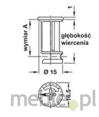 Złączka MINIFIX 15 z kołnierzem / płyta od 34 mm