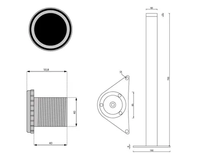 Noga z regulacją DN-710 - czarny mat / fi 60 mm / wys. 71 cm