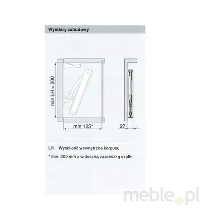 Siłownik AVENTOS HK-XS / mocny LF 800-1800 / hamulec