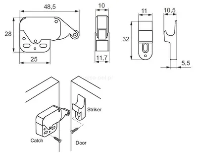 Zatrzask Siso MINI LATCH - biały