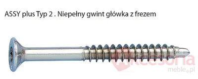 Wkręt jak konfirmat Wurth ASSY z wiertłem i frezem / 4x70 mm