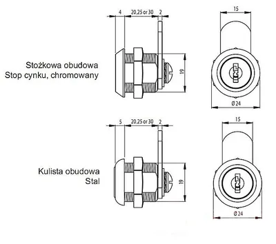 Zamek ryglowy uniwersalny Siso X-1930 MASTER J11 - chrom / fi 19 mm