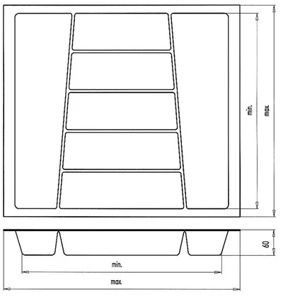 Wkład Na Sztućce Do Szer.80cm Głęb.50cm SREBRNY TWARDY gr.2.5mm