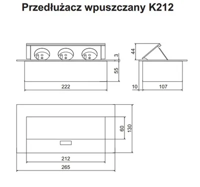 Przedłużacz biurkowy-3x gniazdo z uziemieniem czarny