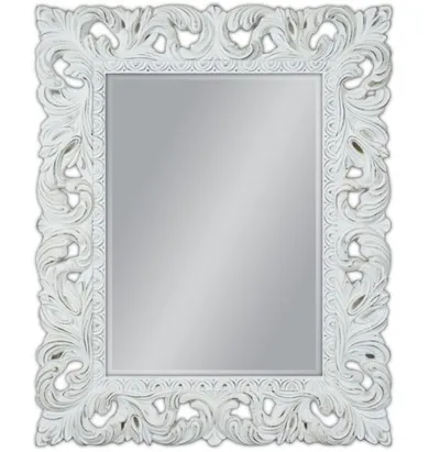 Lustro PU058 80x100 - przecierany biały