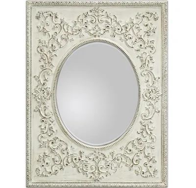 Lustro PU284A 90x120 - przecierany biały
