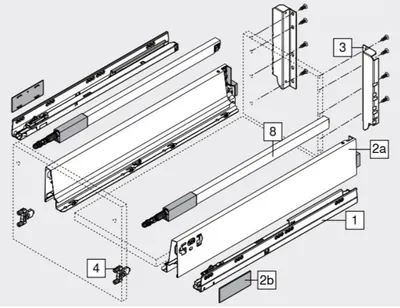 Szuflada TANDEMBOX ANTARO z hamulcem / wys. D=M+reling / dł. 50 cm / 65 kg / biały