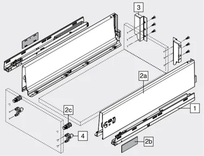 Szuflada TANDEMBOX ANTARO z hamulcem / wys. K=115 mm / dł. 35 cm / 30 kg / szary