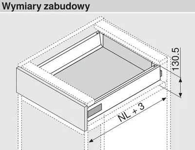 Szuflada ANTARO Wys.K=115mm dł.27cm 30kg SZARA Hamulec