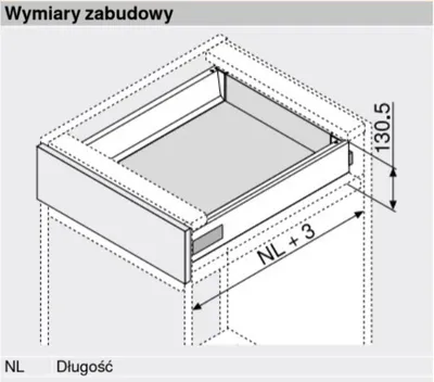 Szuflada TANDEMBOX ANTARO z hamulcem / wys. K=115 mm / dł. 35 cm / 30 kg / biały