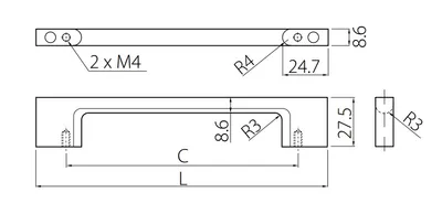 Uchwyt UZ-819 Chrom Połysk Rozstaw 96 mm