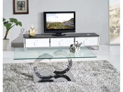 Stolik kawowy CHANEL - transparentny/srebrny