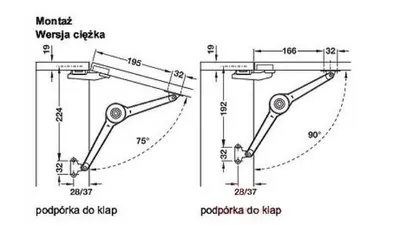 Podnośnik z Hamulcem Do Klap Lekkich Drew. i Ramek Aluminiowych