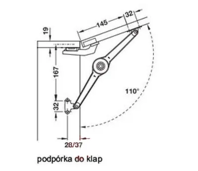 Podnośnik z Hamulcem Do Klap Lekkich Drew. i Ramek Aluminiowych