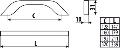 Uchwyt UU17 - czarny mat / rozstaw 160 mm