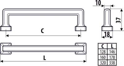 Uchwyt UR47 L1 - grafit strukturalny / rozstaw 160 mm