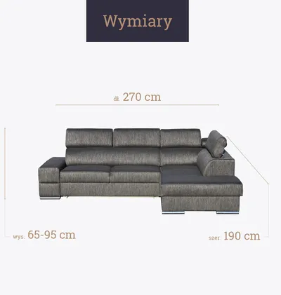 Narożnik rozkładany LOFT 1 z regulowanymi zagłówkami