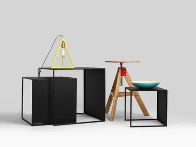 Stolik 2 WALL TRIO METAL - czarny