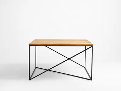 Stolik MEMO SOLID WOOD 100x100 - naturalny/czarny
