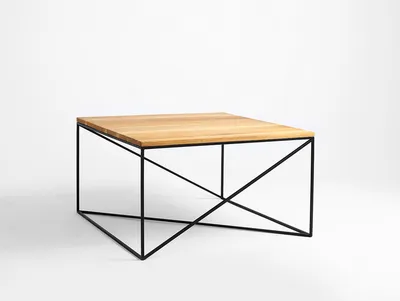 Stolik MEMO SOLID WOOD 100x100 - naturalny/czarny