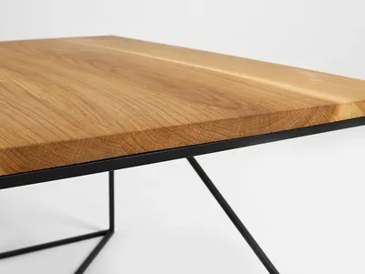 Stół kawowy MEMO SOLID WOOD 80 - naturalny/czarny